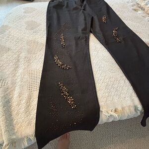 Joseph Ribkoff Black and Gold Embellished Pants